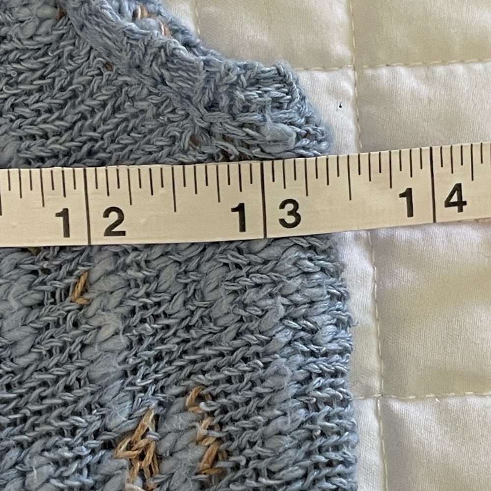 Free People Knitted Top Women’s Small Blue Tan Side by Side Peplum Tank size S - Picture 12 of 13